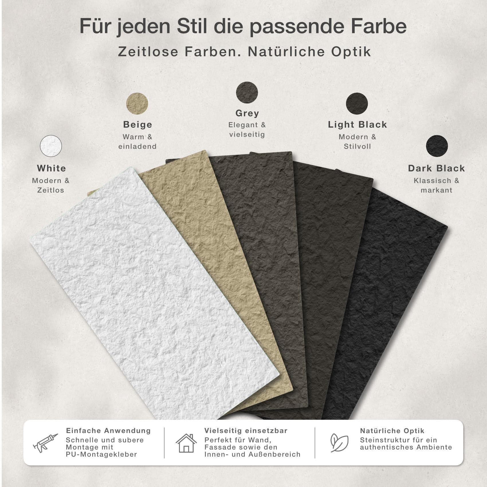 HEXIM Wandpaneele Steinoptik 2 Stück 120x60cm – Felswand PU Wandverkleidung, Täuschend echte Bruchstein 3D Paneele für Wohnzimmer – 2cm starke Stone Steinplatte weiß (1,44m² White)