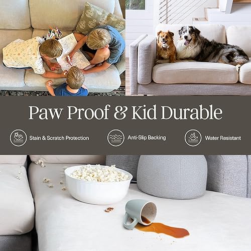 Miniatura 5 de Nolan Interior Miracle - Funda de sofá de felpa con tela de felpilla ultrasuave, elástica y gruesa, grande, vainilla, a prueba de mascotas, apta