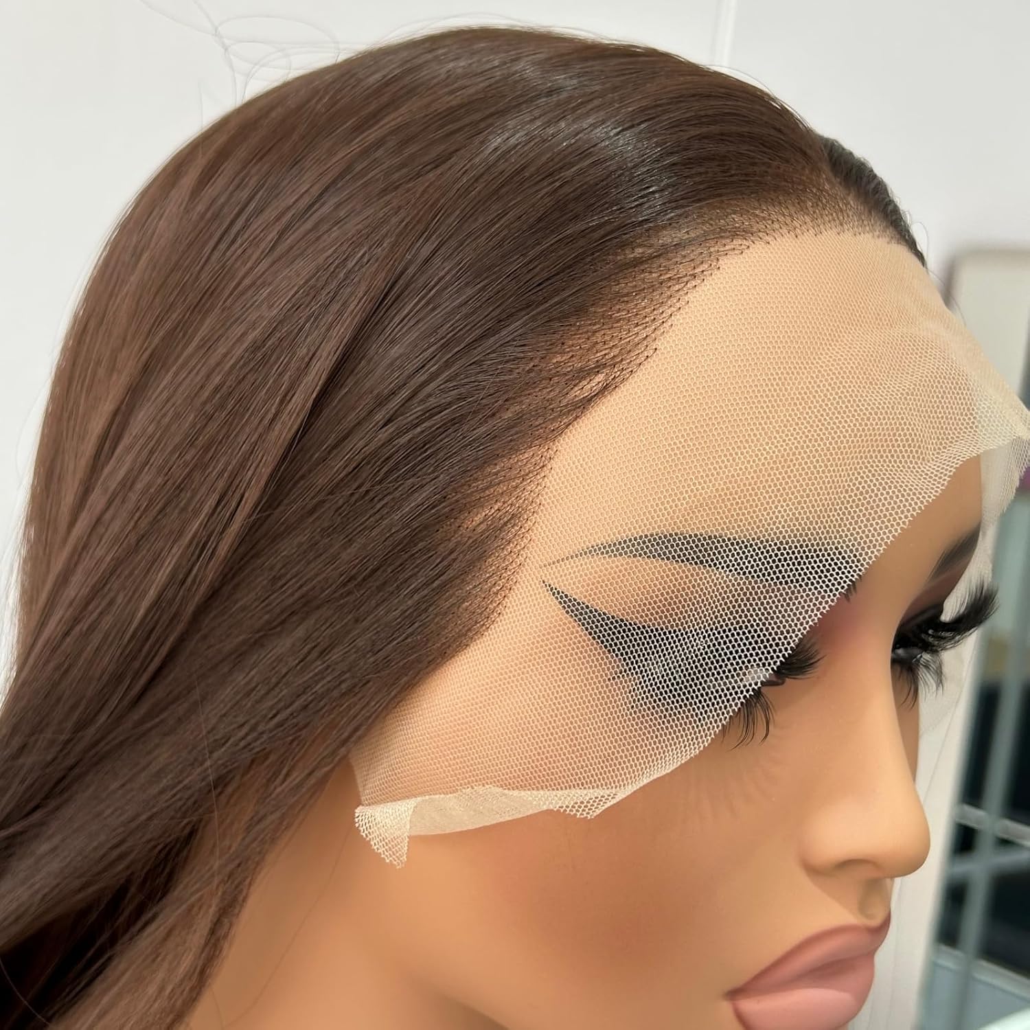 24" Dark Brown Long Silky Straight Synthetic Lace Front Wigs Natural Hairline Cosplay Wigs Heat Resistant Glueless Hair Replacement Daily Use