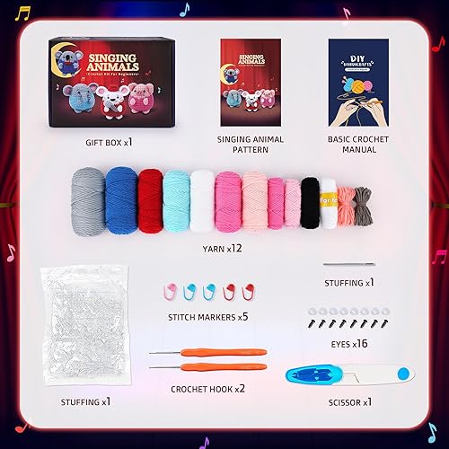 Miniatura 8 de Kit de ganchillo para principiantes  Kit de inicio de ganchillo de 4 piezas con tutoriales en video paso a paso, para adultos y niños  Elefante,