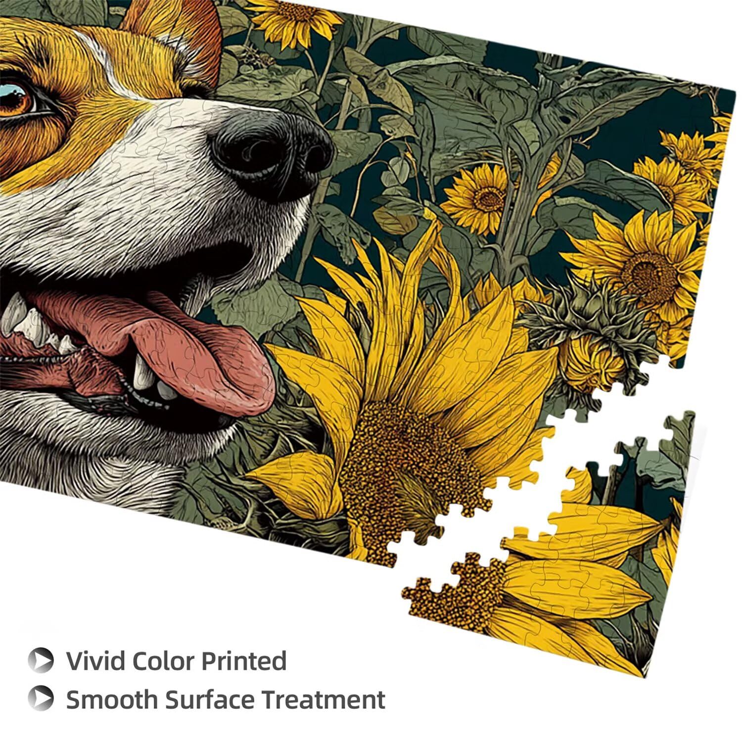 Puzzle para Adultos 1692 Piezas, Girasol Corgi Puzzle, Difícil, Desafiante, Rompecabezas Encajan Perfectamente, Letras en la Parte Posterior, sin Polvo, Regalo para Personas Mayores (179x31cm) v-584