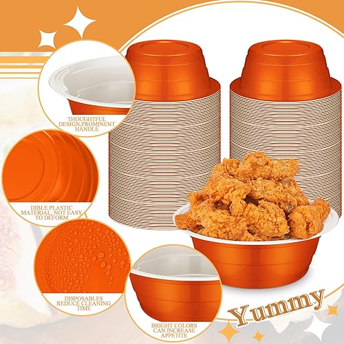 Miniatura 9 de Gejoy 50 cuencos de plástico desechables de 23 onzas para aperitivos, cuencos de plástico para ensaladas, tazones de postre para Halloween, Navidad,