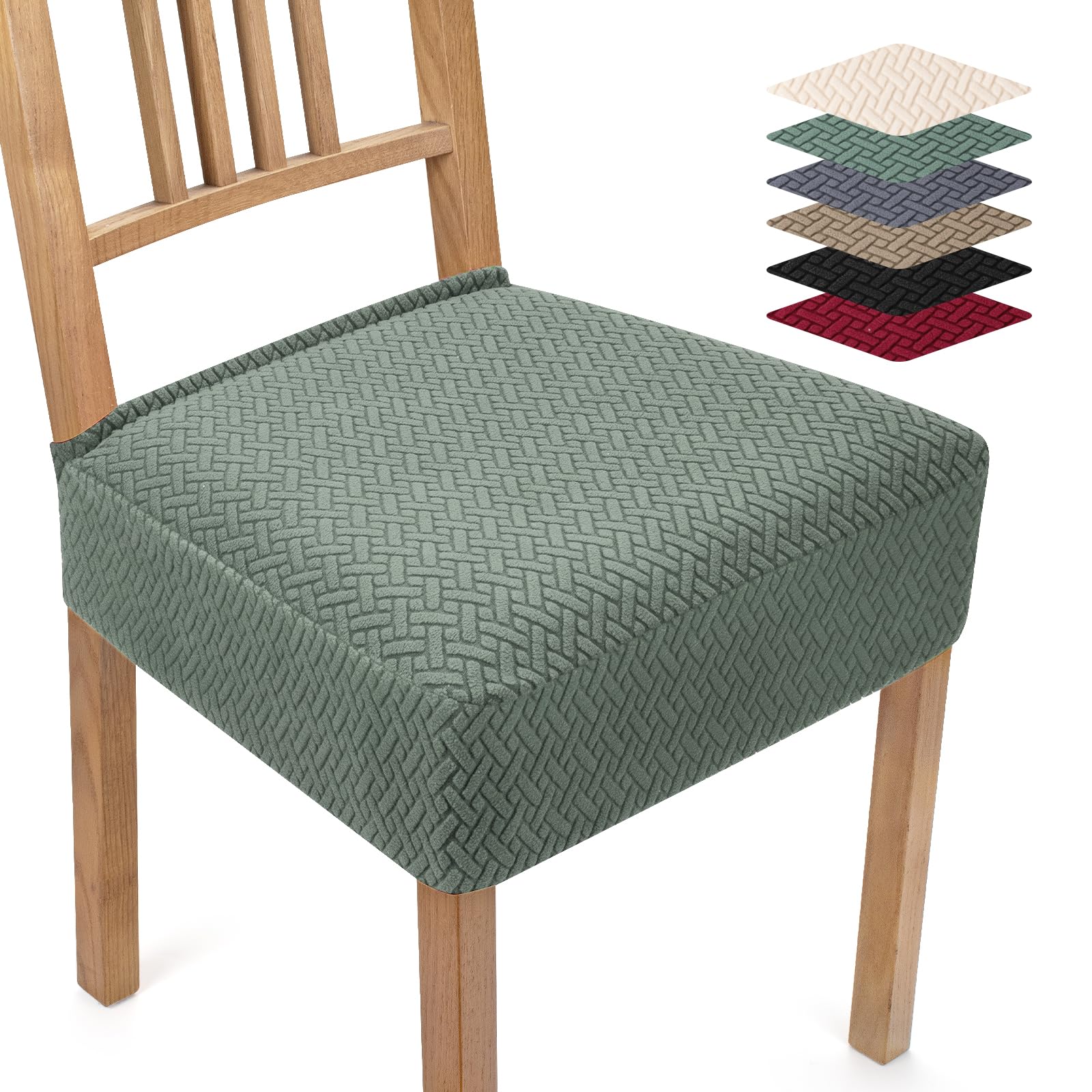 Coprisedie 4 Pezzi Coprisedia Elasticizzato Universale Jacquard Coprisedie per Sedia Fodere per Sedie da Cucina Lavabili Removibili Coprisedia Seduta per Hotel Ristorante (Verde Chiaro, 4 Pezzi)-TB
