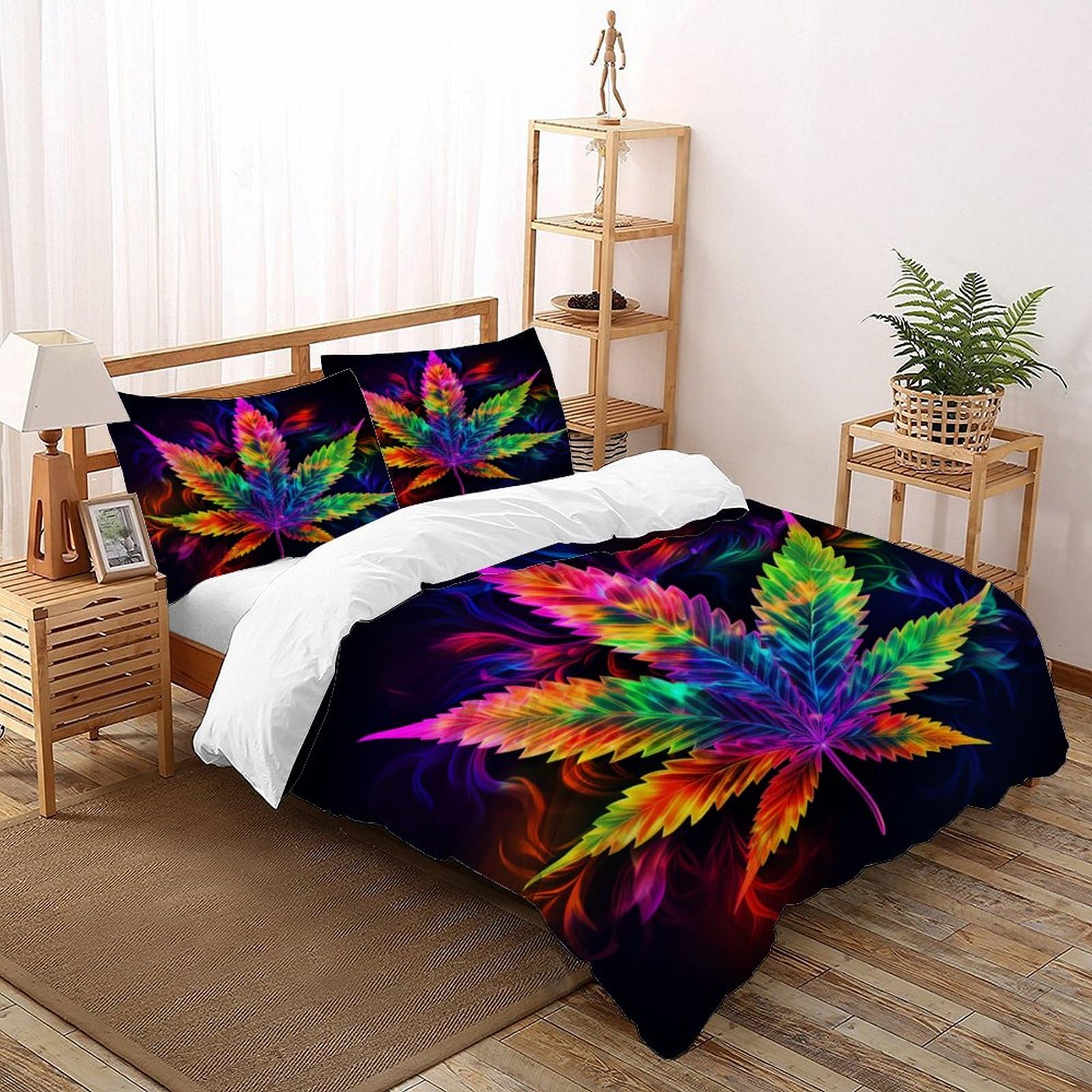 Housse de couette 260x220 cm avec taies d'oreiller en microfibre imprimée