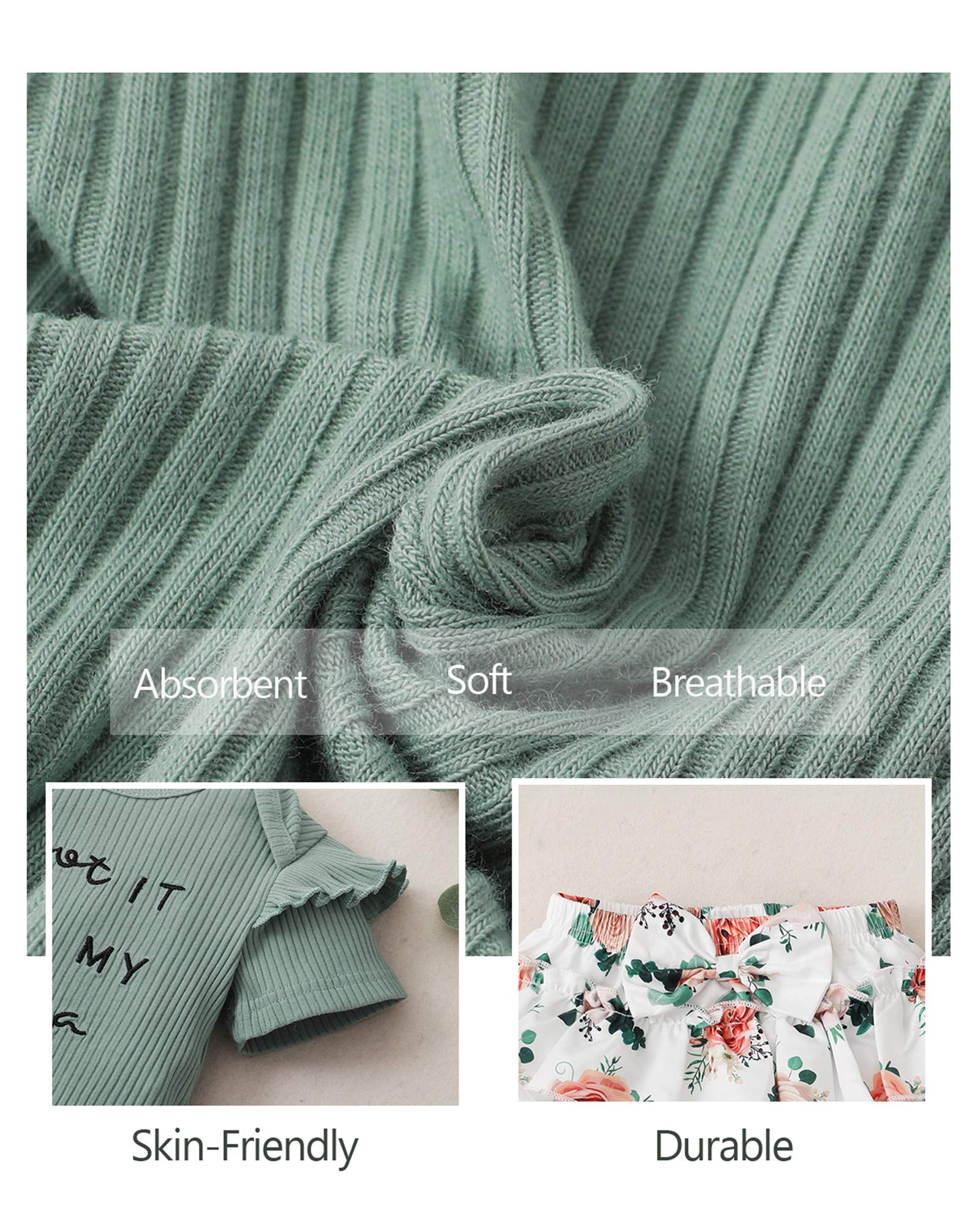 Bebé Recién Nacido Bebé Ropa Mameluco Pantalones Cortos Conjunto Floral Verano Trajes Lindo Bebé Ropa Niña - verde - 3-6 meses