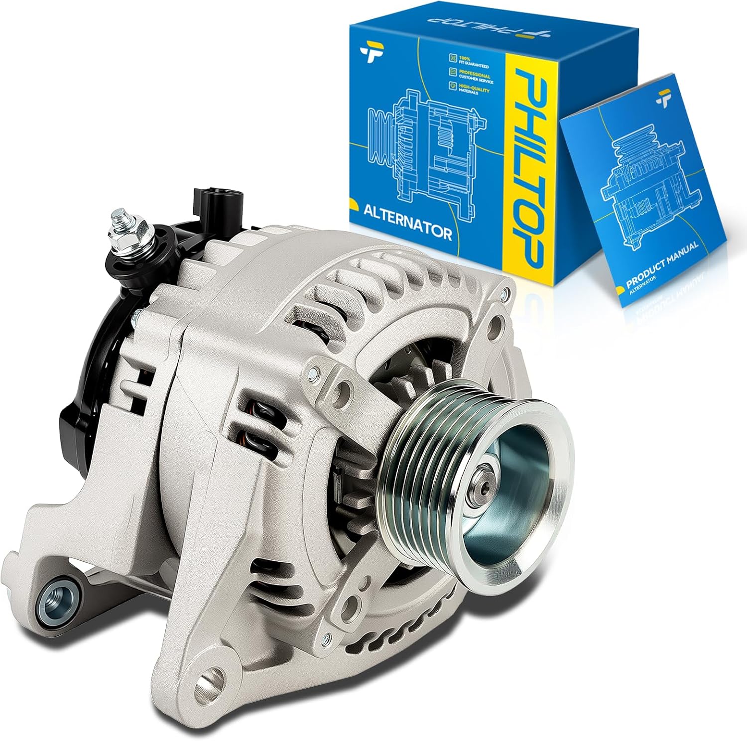 PHILTOP Alternator Compatible with Chrysler Aspen 2007-2008 5.7L, Dodge Durango 2007-2008 5.7L, Ram 1500 2007-2008 5.7L, Ram 2500 3500 2007-2008 5.7L Replace 11298N 12V 160Amp CW S7 7-Groove Pulley