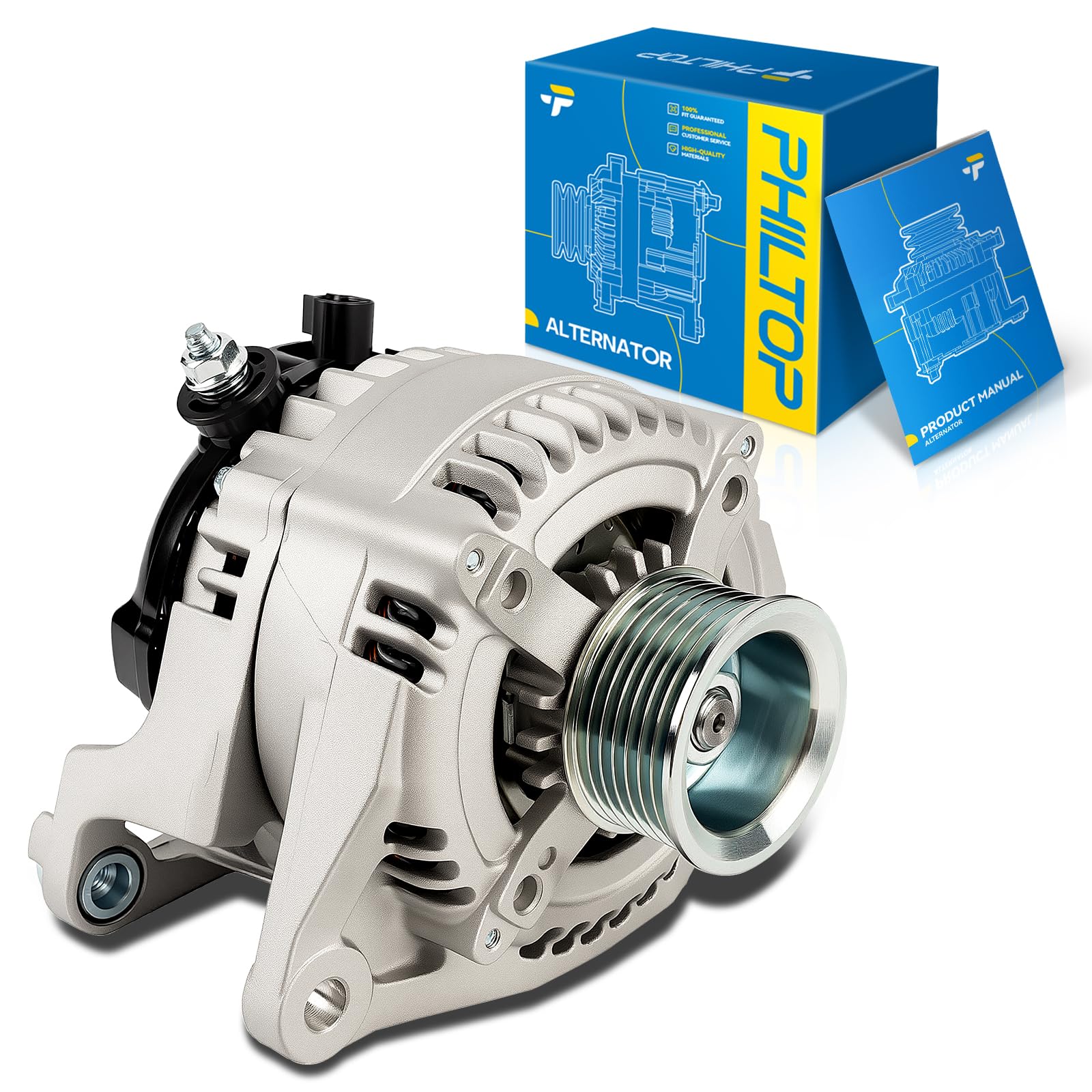 PHILTOP Alternator Compatible with Chrysler Aspen 2007-2008 5.7L, Dodge Durango 2007-2008 5.7L, Ram 1500 2007-2008 5.7L, Ram 2500 3500 2007-2008 5.7L Replace 11298N 12V 160Amp CW S7 7-Groove Pulley