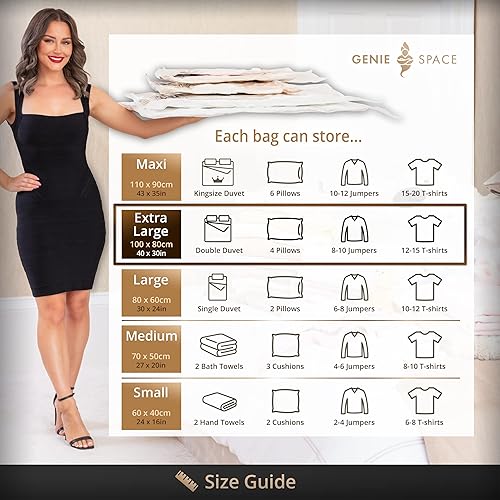 Miniatura 5 de GENIE SPACE Bolsas de vacío XL  Paquete de 2, extra grandes  Bolsa de almacenamiento de tamaño jumbo que ahorra espacio, 40 x 30 pulgadas  Bolsas al