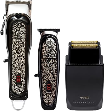 PRO All Metal Quiet and Low Vibration Cordless Hair Clipper + Hair Trimmer for Mens and Barbers +Shaver with Sharp Blades, Cord/Cordless Electric Razor for Mens Black