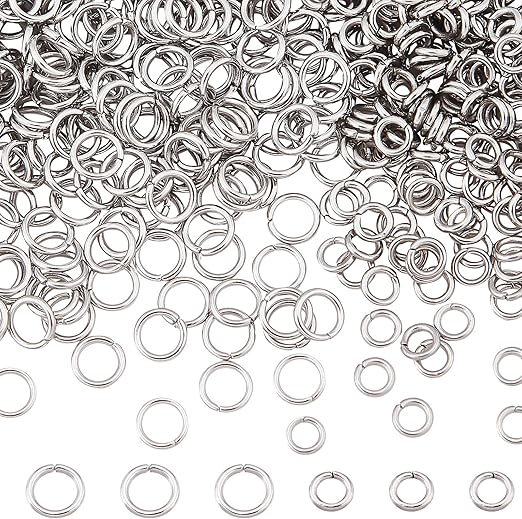 SUNNYCLUE 1 Box 1100Pcs 2 Style Stainless Steel Open Jump Rings