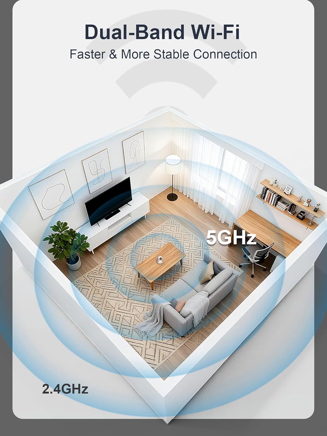 Ctronics 4K Security Camera Indoor, Dual-Band Wi-Fi, AI Human/Pet Detection with Auto Tracking, 20m Full-Color Night Vision, Sound & Light Alarm, 8 Preset Positions, App & PC