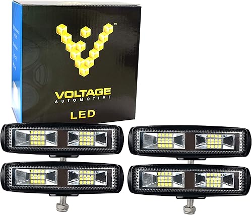 Barra de luz de inundación todoterreno de 36 W (paquete de 4) para Jeep, camión, conducción, vehículos todoterreno - Tira de luz LED antiniebla