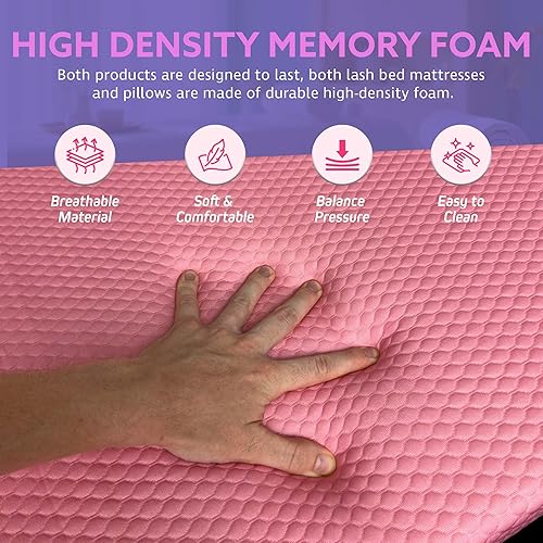 Miniatura 5 de | Colchón de pestañas + almohada (rosa) | Cómodo cubrecolchón - con cuatro correas en las esquinas y parte inferior antideslizante | Almohada de