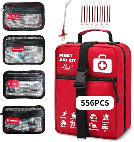 Kit de primeros auxilios grande de 556 piezas, bolsa de primeros auxilios médicos de supervivencia, compartimentos etiquetados, esencial para el