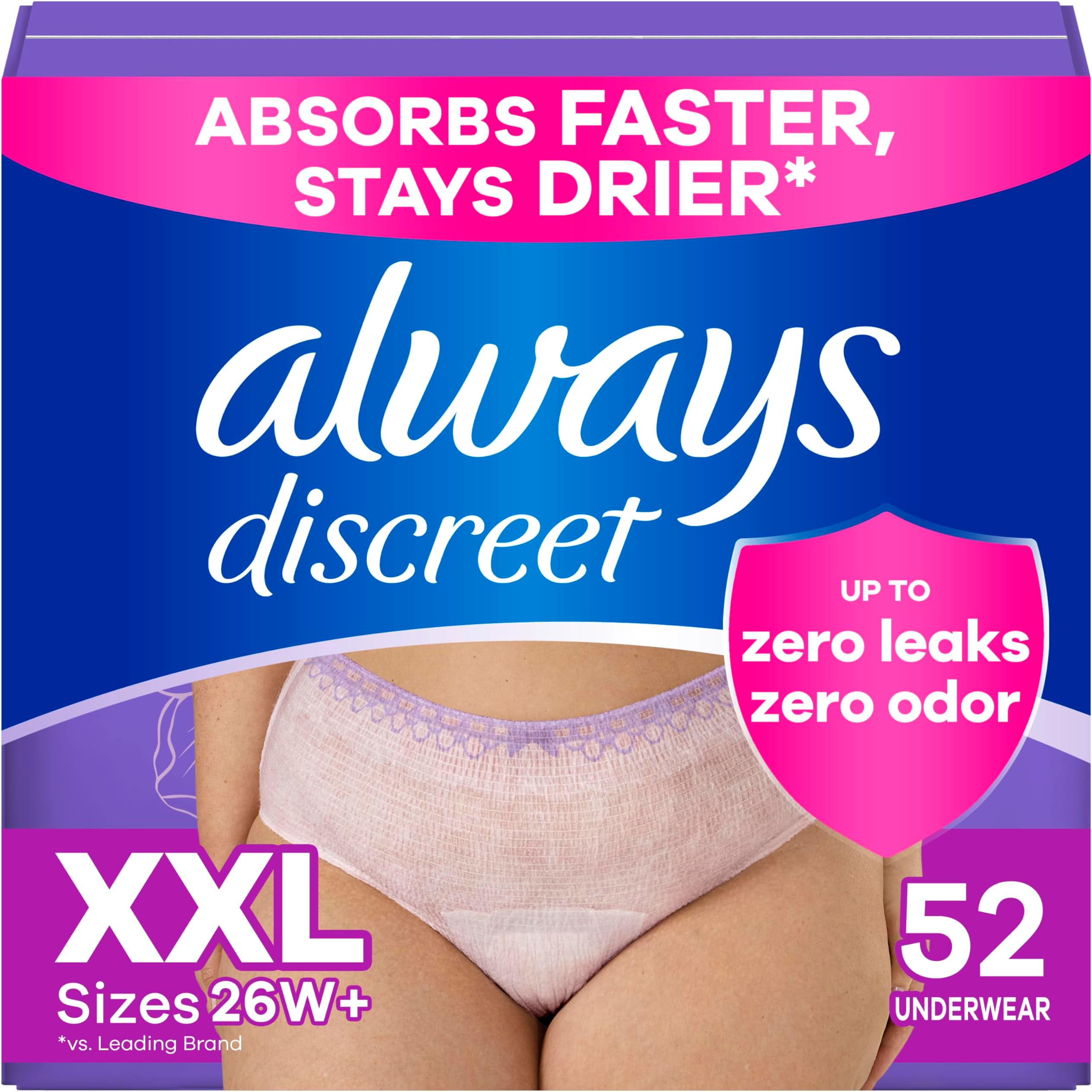 Always Discreet 大人用 失禁下着 女性用 産後下着 XXL 最大100%* 膀胱漏れ防止、52CT、