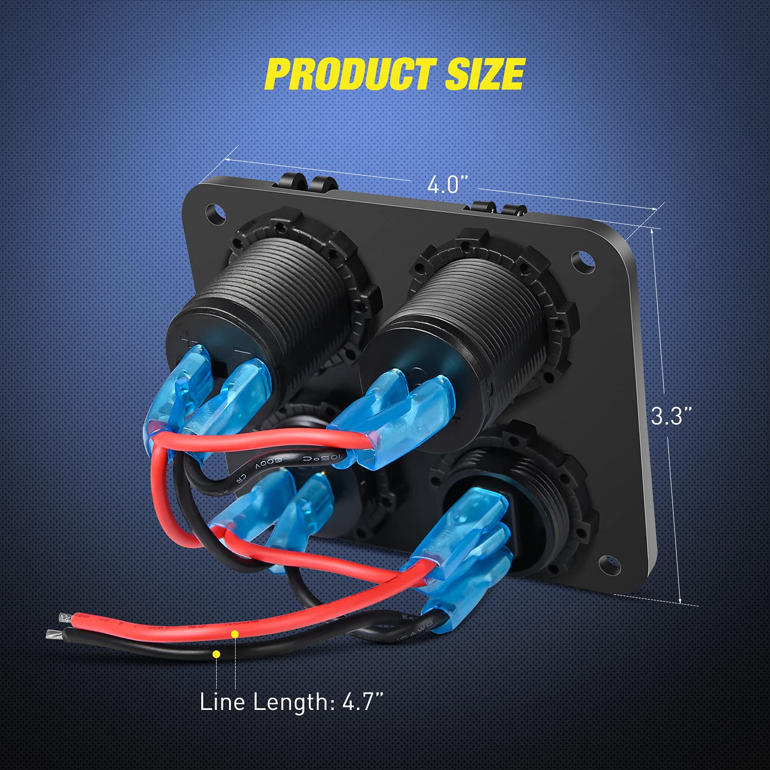 Nilight 4 in 1 ON/OFF Charger Socket Panel Dual USB Socket Power Outlet