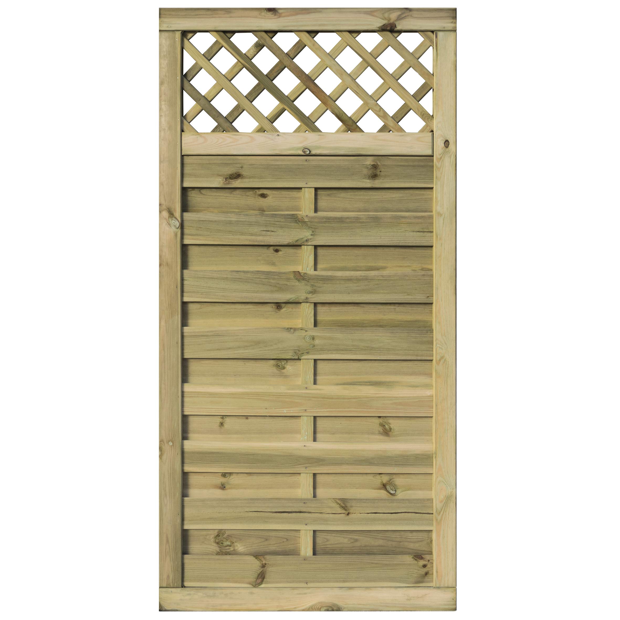 Alzira Premium Decorative Fence Gate with Flat Lattice Top - Hit & Miss design - 3'x6' / 0.90m Wide x 1.80m Height