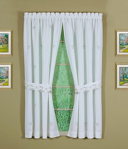 Vista 40 de Today's Curtain Verona - Persiana bordada inversa, 63 pulgadas, color crudo/antiguo