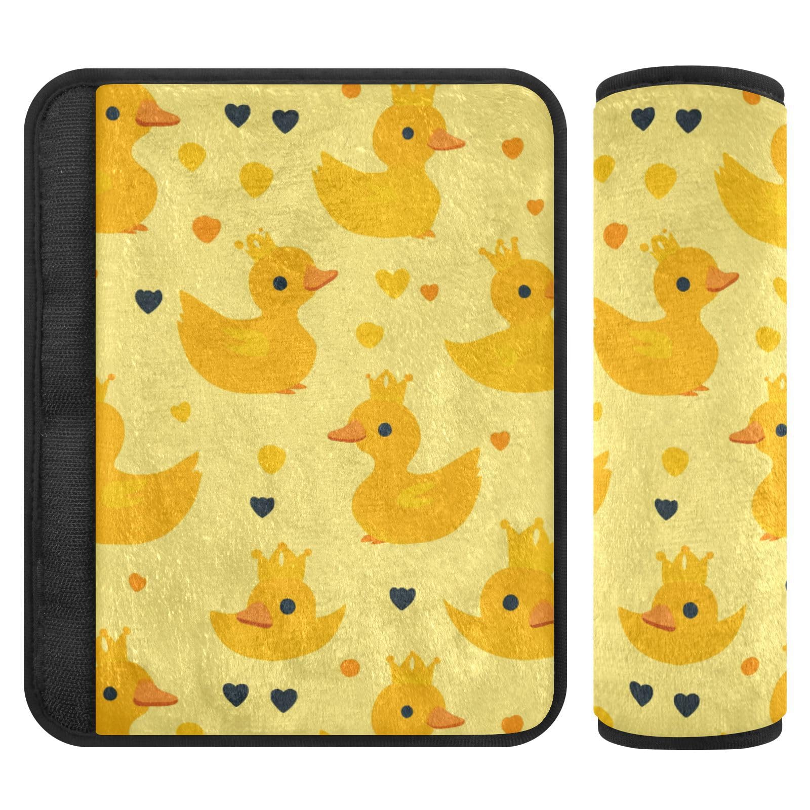 Seat Belt Covers 2 Pack Yellow Duck Car Seat Strap Covers Super Soft Crown Car Seat Neck Cover for Boys Girls Adults Babies M