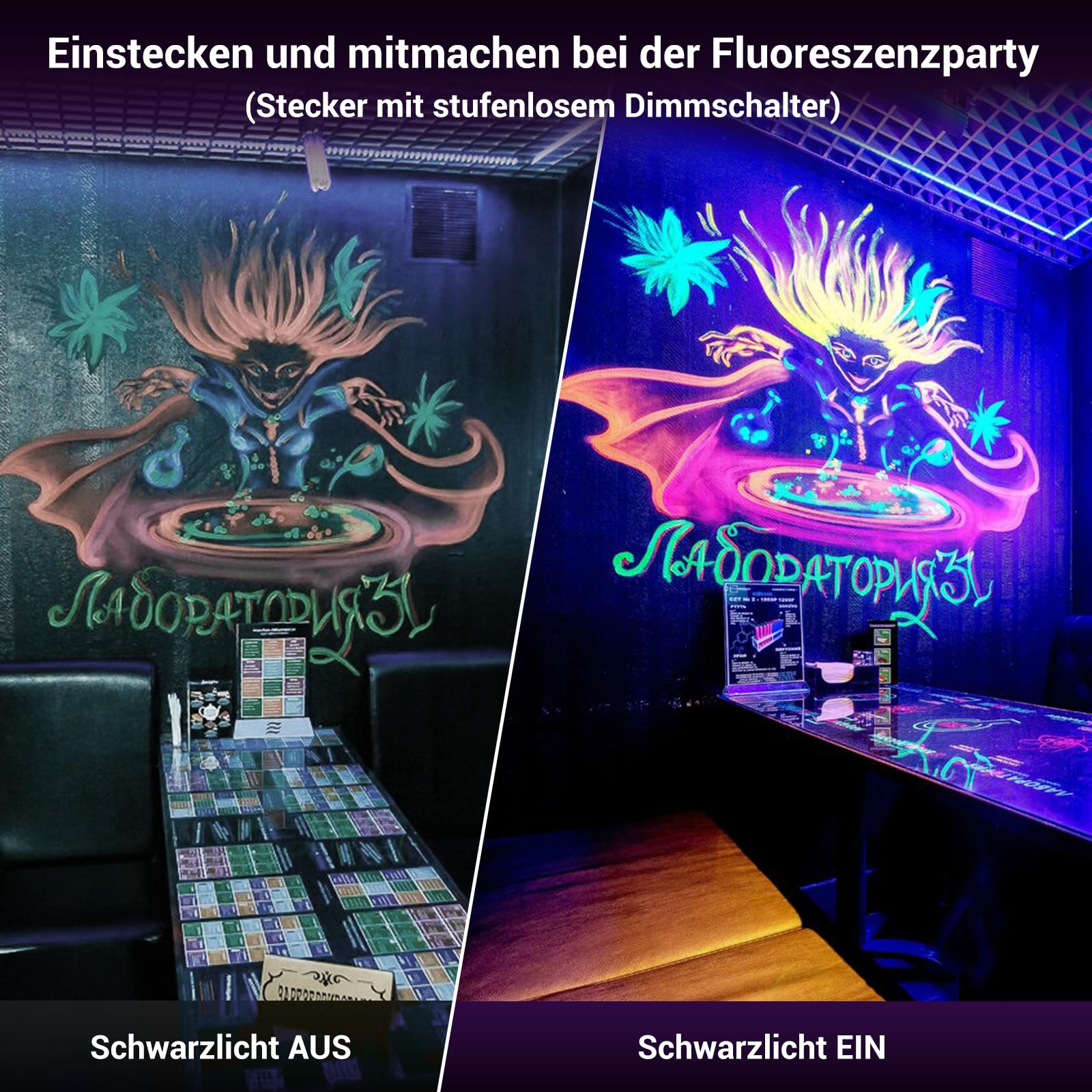 Stufenlos Dimmbares Schwarzlicht Strahler 200W LED UV Schwarzlichtlampe IP66 Wasserdicht Fluoreszenz Blacklight Schwarzlicht Fluter Für Partylichter Halloween Beleuchtung Deko (2 Stück)