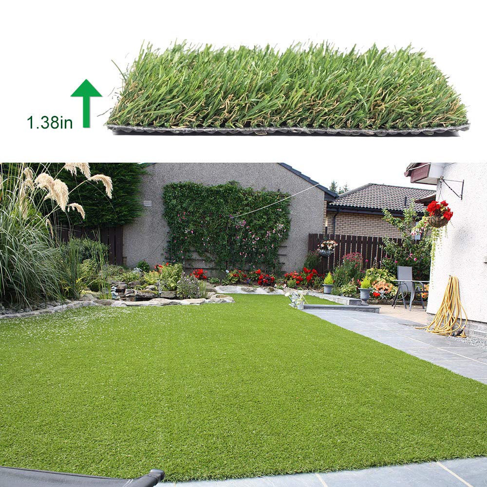 Tappeto erboso artificiale, 35 mm, altezza 3,5 cm, erba sintetica realistica, 3,5 cm, fori di drenaggio per interni ed esterni, per animali domestici, tappeto per giardino, cortile, balcone