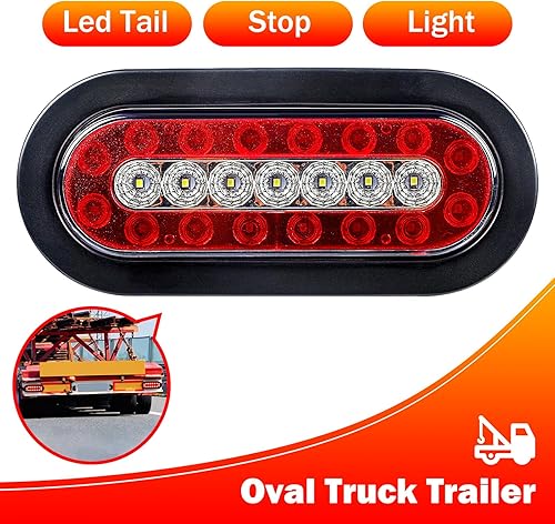Miniatura 3 de 2 luces traseras LED ovaladas rojas de 6 pulgadas, luces de remolque IP67, impermeables, luces de freno para camión, RV, barco, autobús, remolque,
