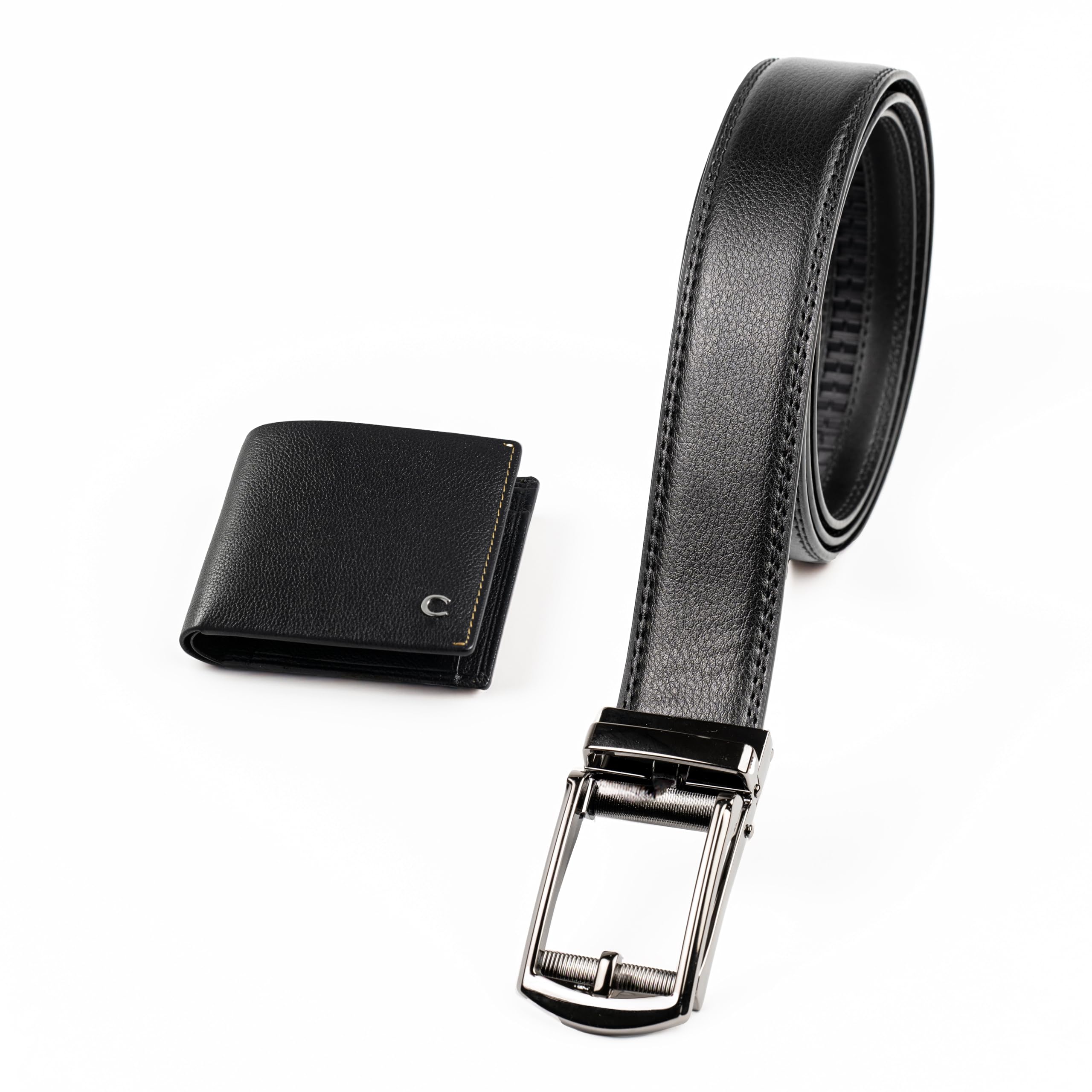 Contacts Men's G-Black Leather Wallet & Belt Gift Set | Premium Combo Gift for Friend, Boyfriend, Husband, Father, Son | Stylish Leather Wallet and Belt Hamper (COALT15-N203)