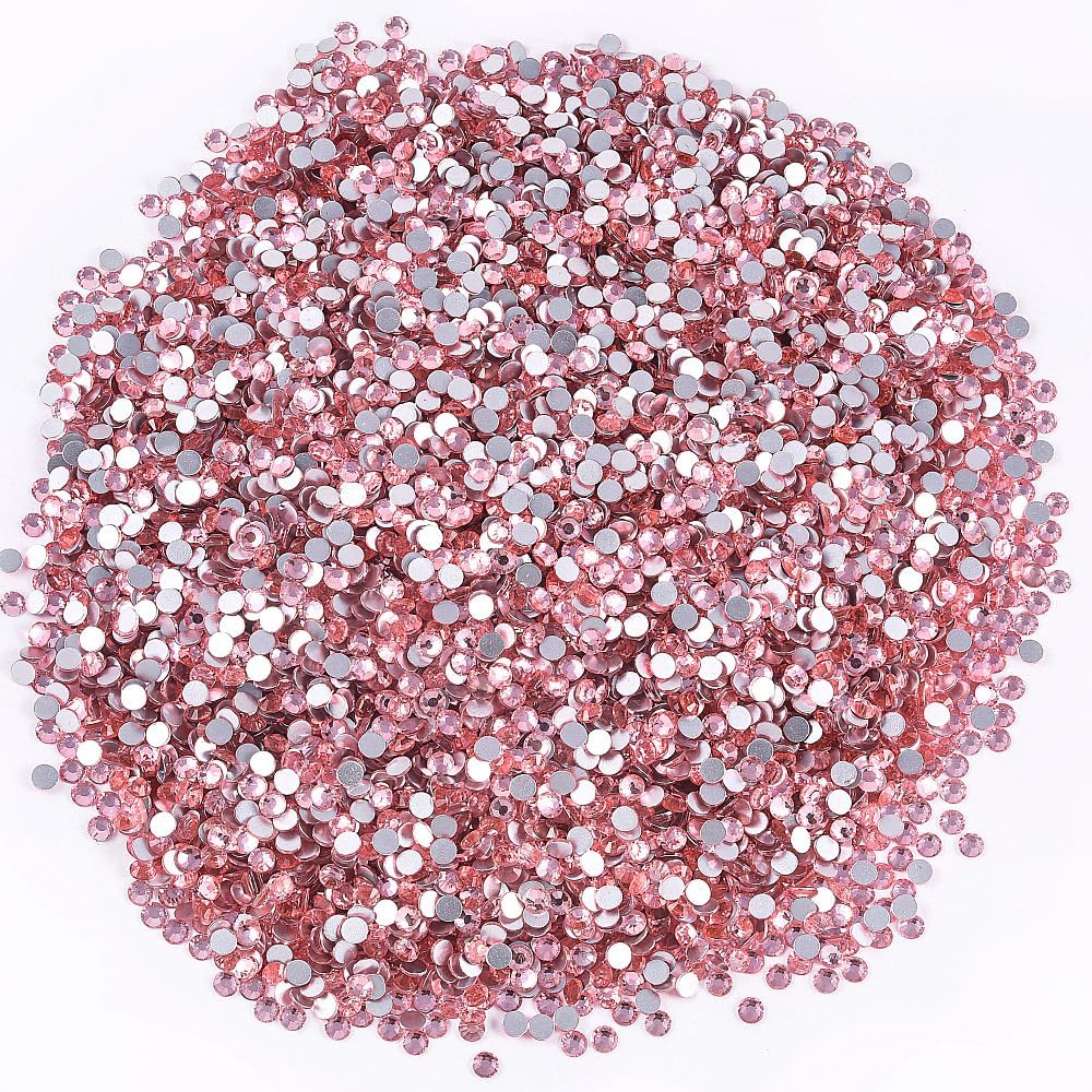 1440 Pieces SS20/4.6-4.8mm Flat Back Crystal Rhinestones Round Gems for Nail Art,Peach Pink