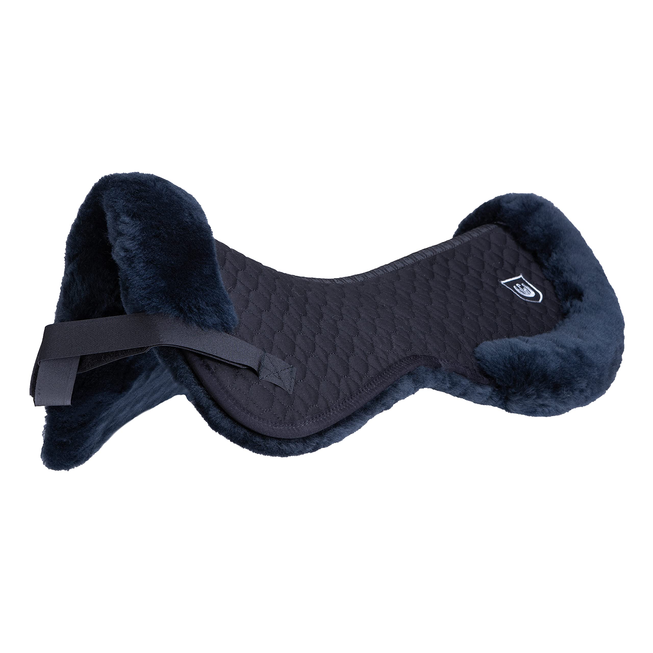 Werner Christ Tapis de selle standard en peau de mouton véritable - Confortable et chaud - Avec bordure en fourrure - Noir/gris