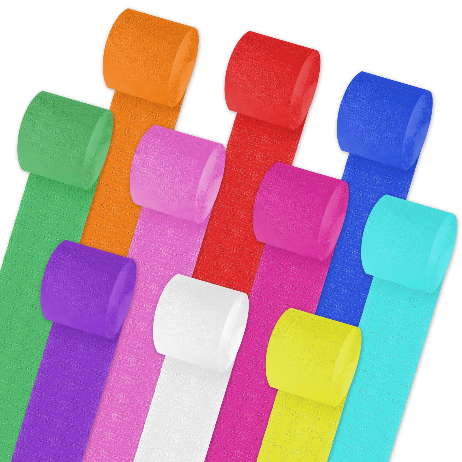 Crepe Paper, 10 Rolls Hanging Rainbow Streamers, Party Streamers Crepe Paper Rolls in 10 Colors for Birthday Wedding Holiday Party Decorations (3.5CMx10M/Roll)