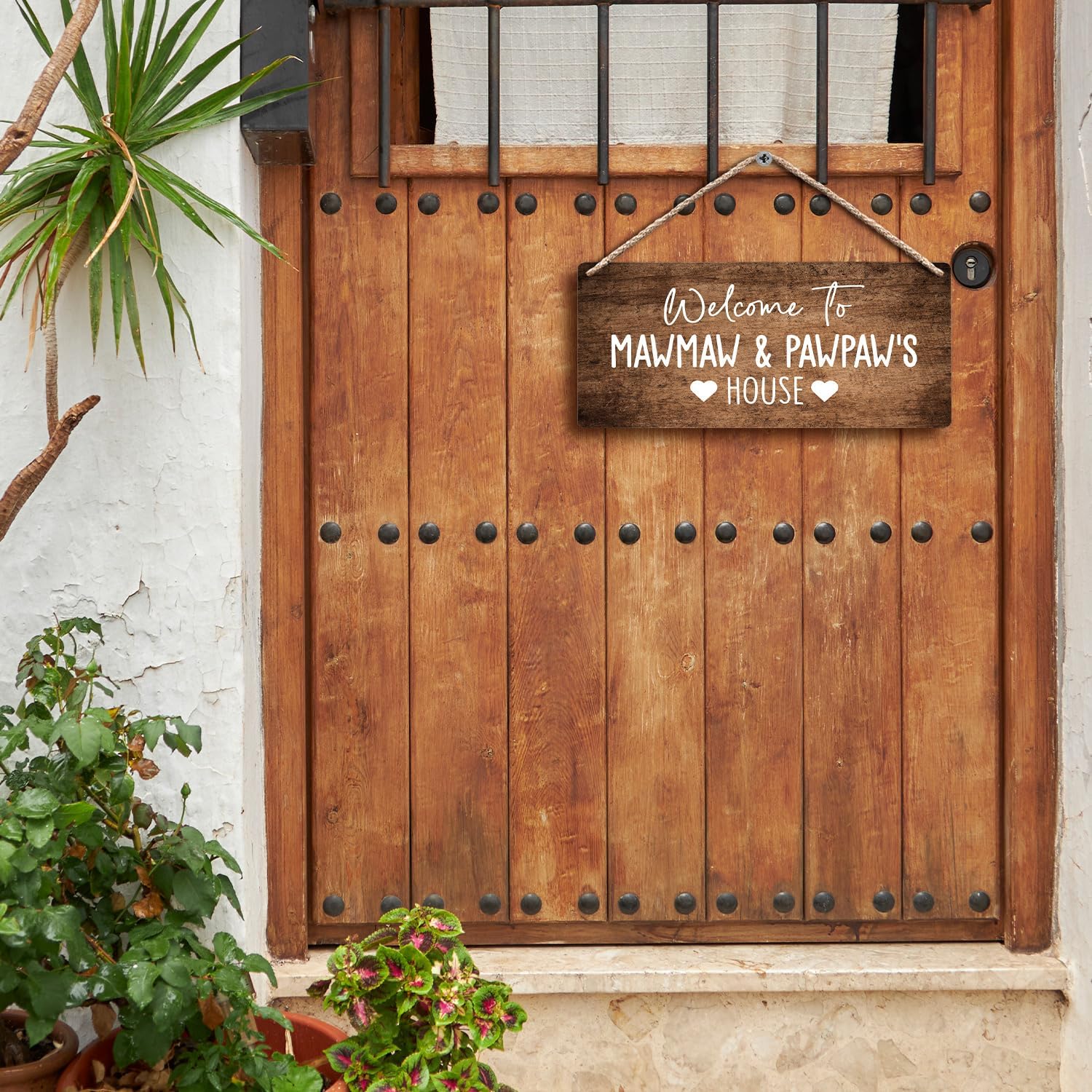 Welcome to Mawmaw and Pawpaw's House Hanging Wooden Signs 12x6, Mawmaw Pawpaw Gifts, Grandparents Gifts House Wall Decor, Grandkids Welcome Sign Home Decor Gifts for Grandparents - Image 3