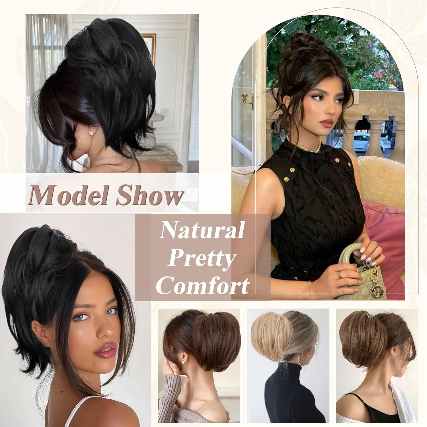 SEGO Claw Clip Short Ponytail Extension Messy Bun Hair Piece With 4 Bendable Metals DIY Synthetic Fake Hair Bun For Women 8 Inch-#24T613 Neutral Blonde to Bleach Blonde - Image 7