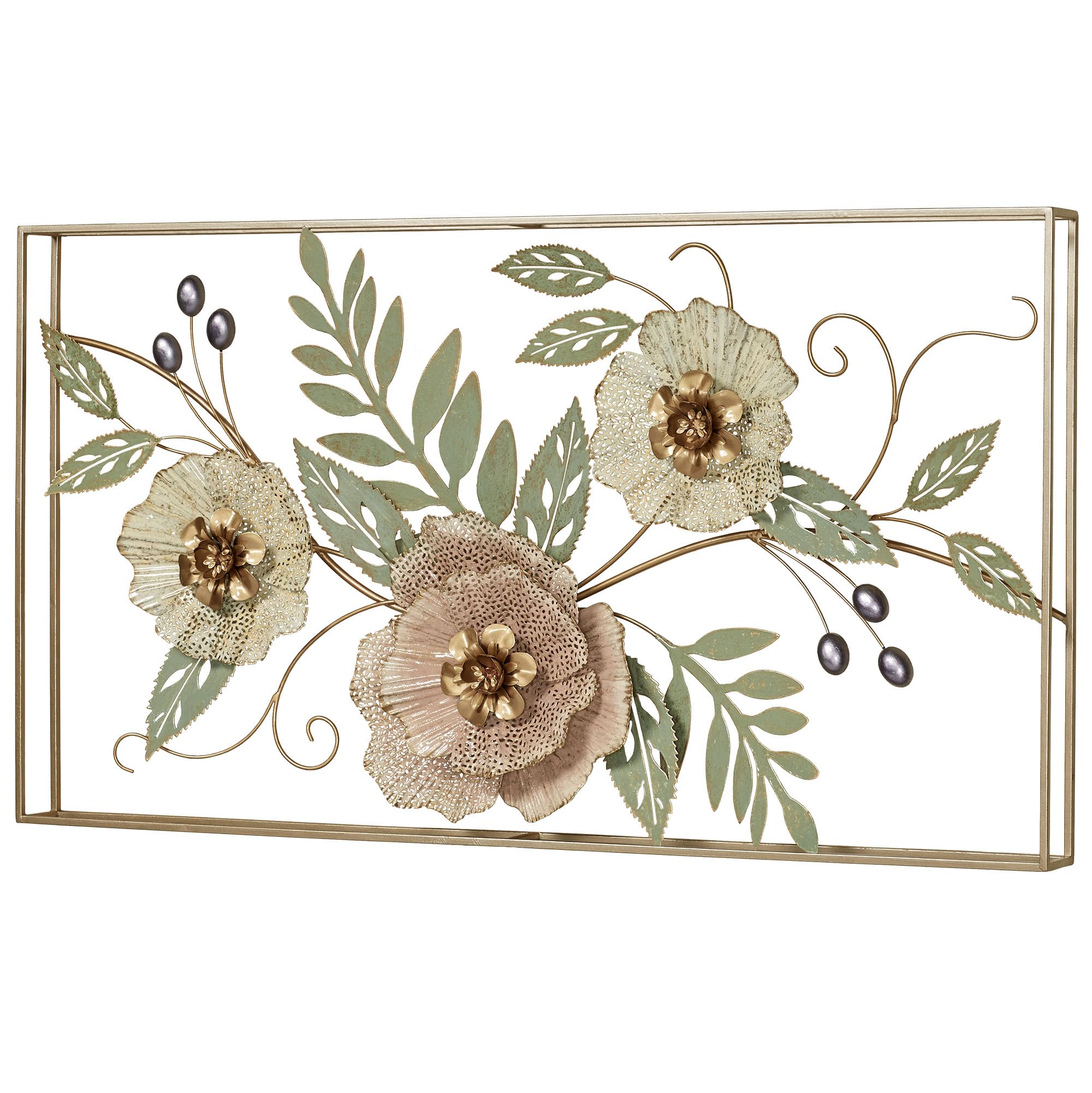 Amazon.com: Touch of Class Forever Blooms 鏤空花卉牆藝術- 裱框