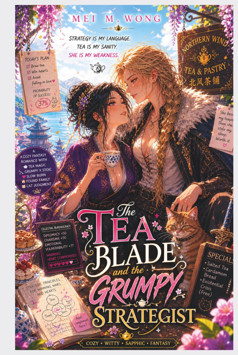 The Tea Blade and the Grumpy Strategist: A Cozy Fantasy Romance with Tea Magic, Slow Burn Sapphic Love, and Found Family