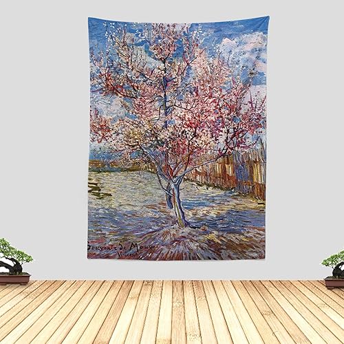 Miniatura 30 de Chitteri Vincent van gogh - Tapiz colgante de flores de almendra, 60 x 45 pulgadas, arte de pared de poliéster para decoración del hogar