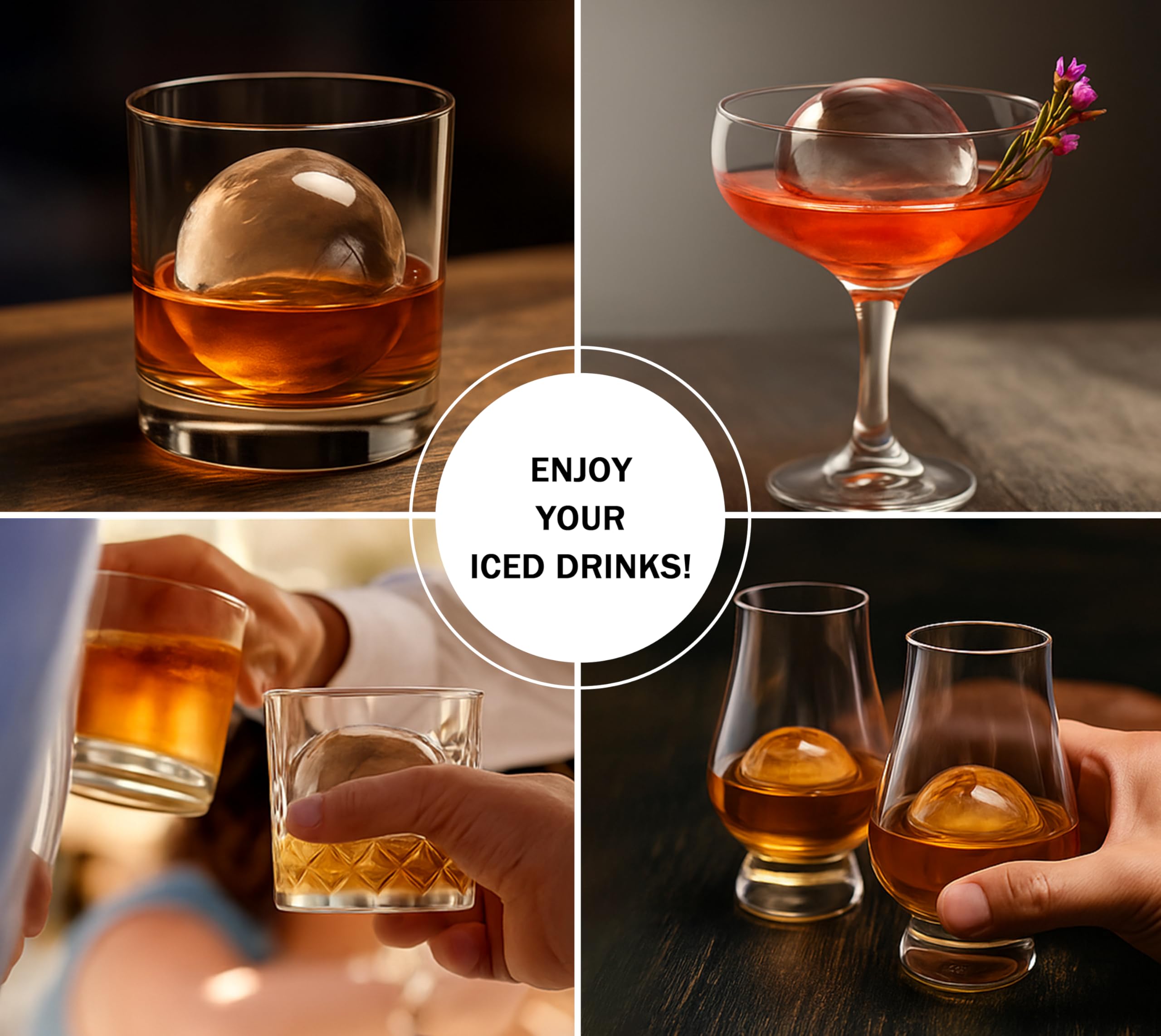 Eiskugel-Maschine, intelligente Sensoren, Ein-Tasten-Reinigung, 2 Stück in 50 Minuten, leise selbstreinigende Eismaschine mit Eiszange, für Cocktails & Whiskey, Tisch-Eismaschine für Zuhause, YH1590