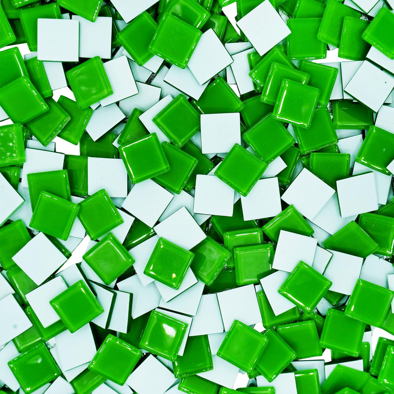 Photo 1 of 1LB Large Size Green Mosaic Tiles for Crafts Bulk, 1Inch 12 Colors Options Big Square Shaped Glass Tiles Stained Pieces for Home Handmade Gifts Mosaic Project Supplies