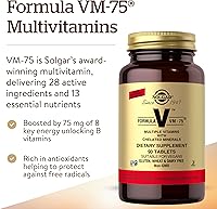 Vista 3 de Solgar Fórmula VM-75, 90 tabletas – Multivitamínico con minerales quelados – Vitamina A, B6, B12, C, D, E – Biotina, magnesio, calcio, hierro, zinc