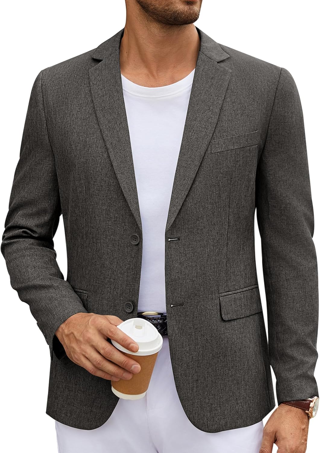 COOFANDY Men’s Casual Blazer Lightweight Unlined Sport Coat Regular Fit Two Button Suit Jacket