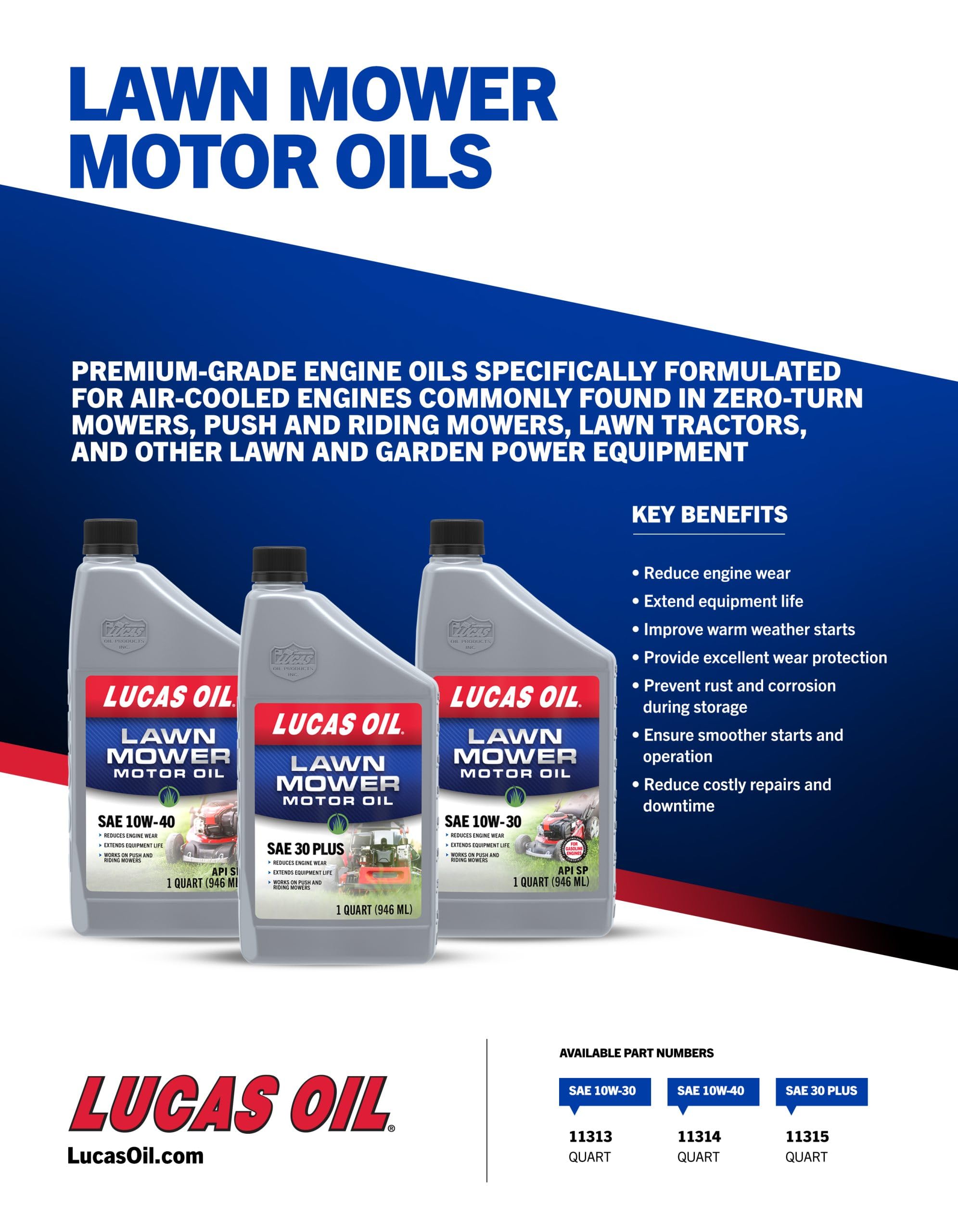 Amazon.com: Lucas Oil 11314 SAE 10W-40 Lawn Mower Motor Oil - 1
