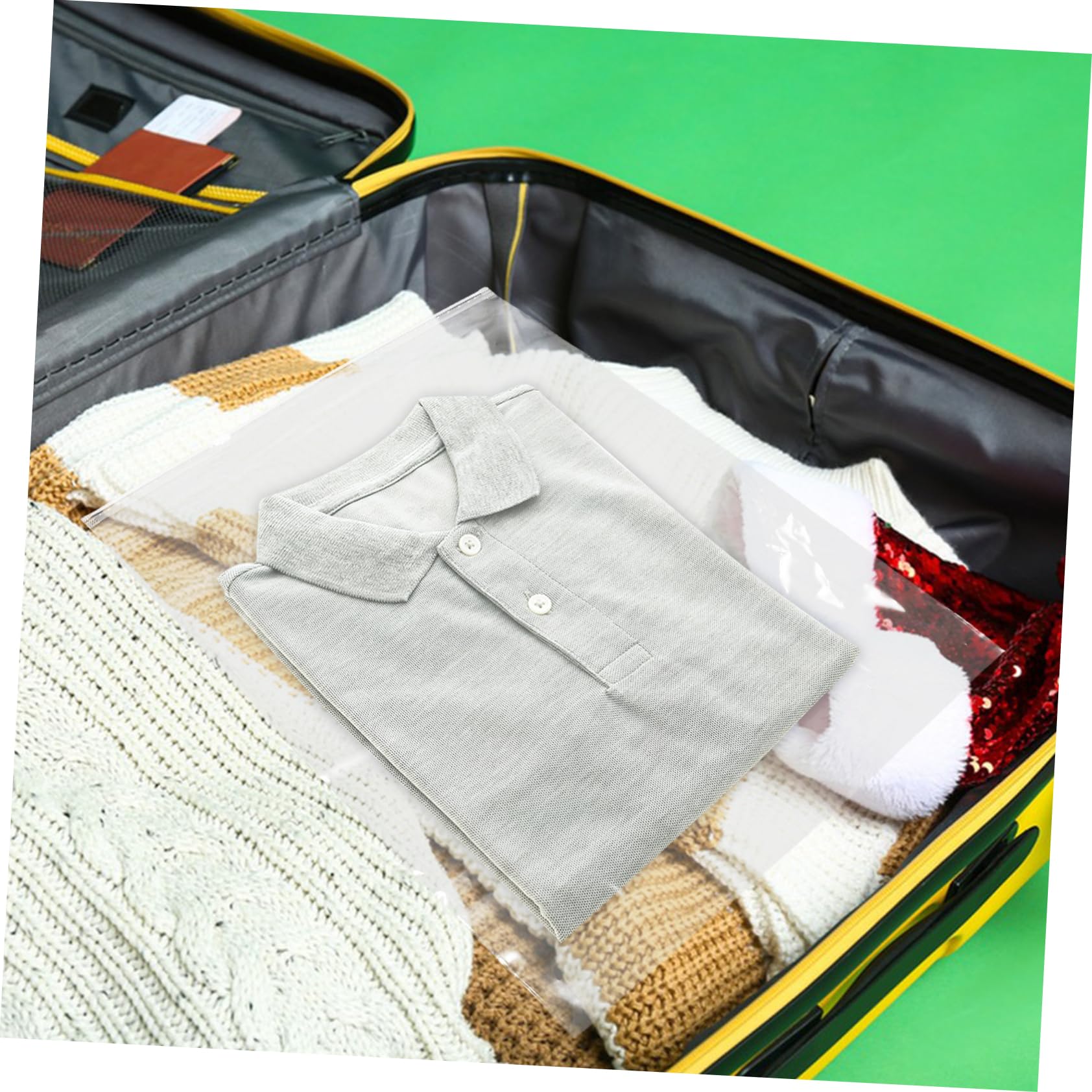 50pezzi Sacchetti Trasparenti Cerniera Per Impermeabili e Resistenti Borse Plastica Richiudibili Per Vestiti Scarpe Pantaloni Camicie Maglioni Viaggi e Stoccaggio Capacità e
