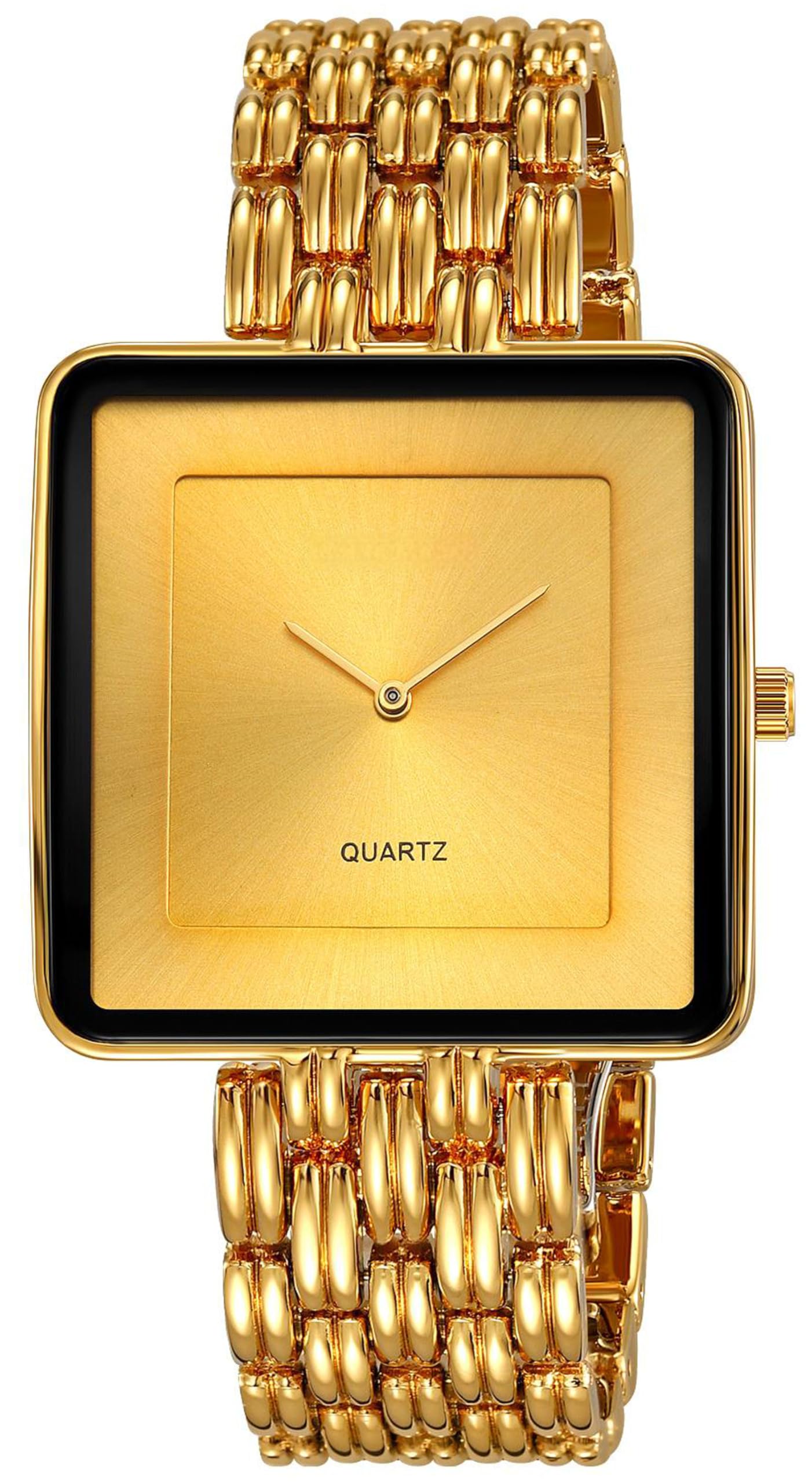 findtime Quadratische Armbanduhr Unisex Damenuhr Herrenuhr Analoge Quarzwecker Damen Herren Minimalistische Elegant Retro Business Uhr 3 ATM wasserdicht Luxuriöses Design Uhren Gold