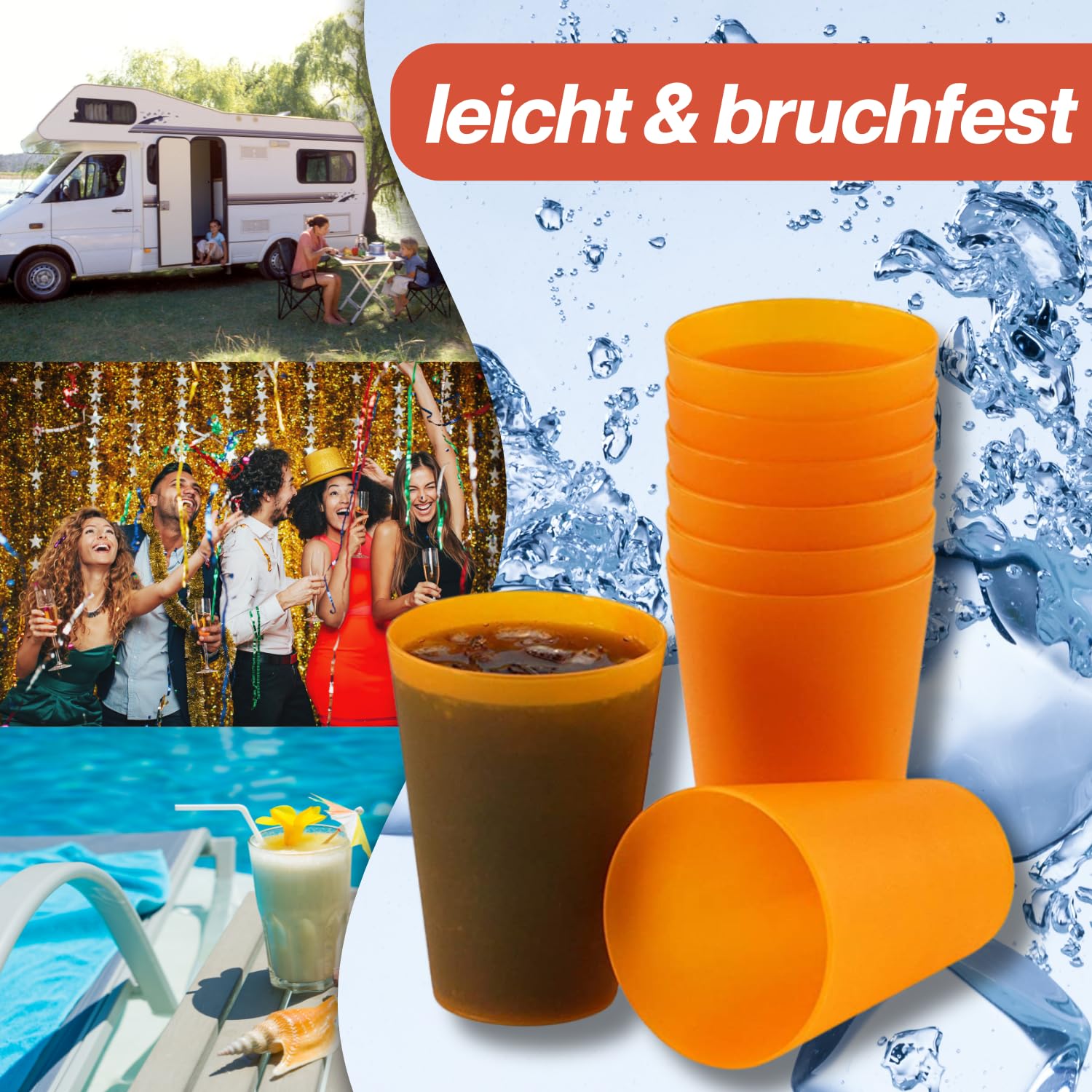 S&S-Shop Bicchieri In Plastica Blu 0,4L – 10 Pezzi Infrangibili E Lavabili In Lavastoviglie Per Feste E Campeggio