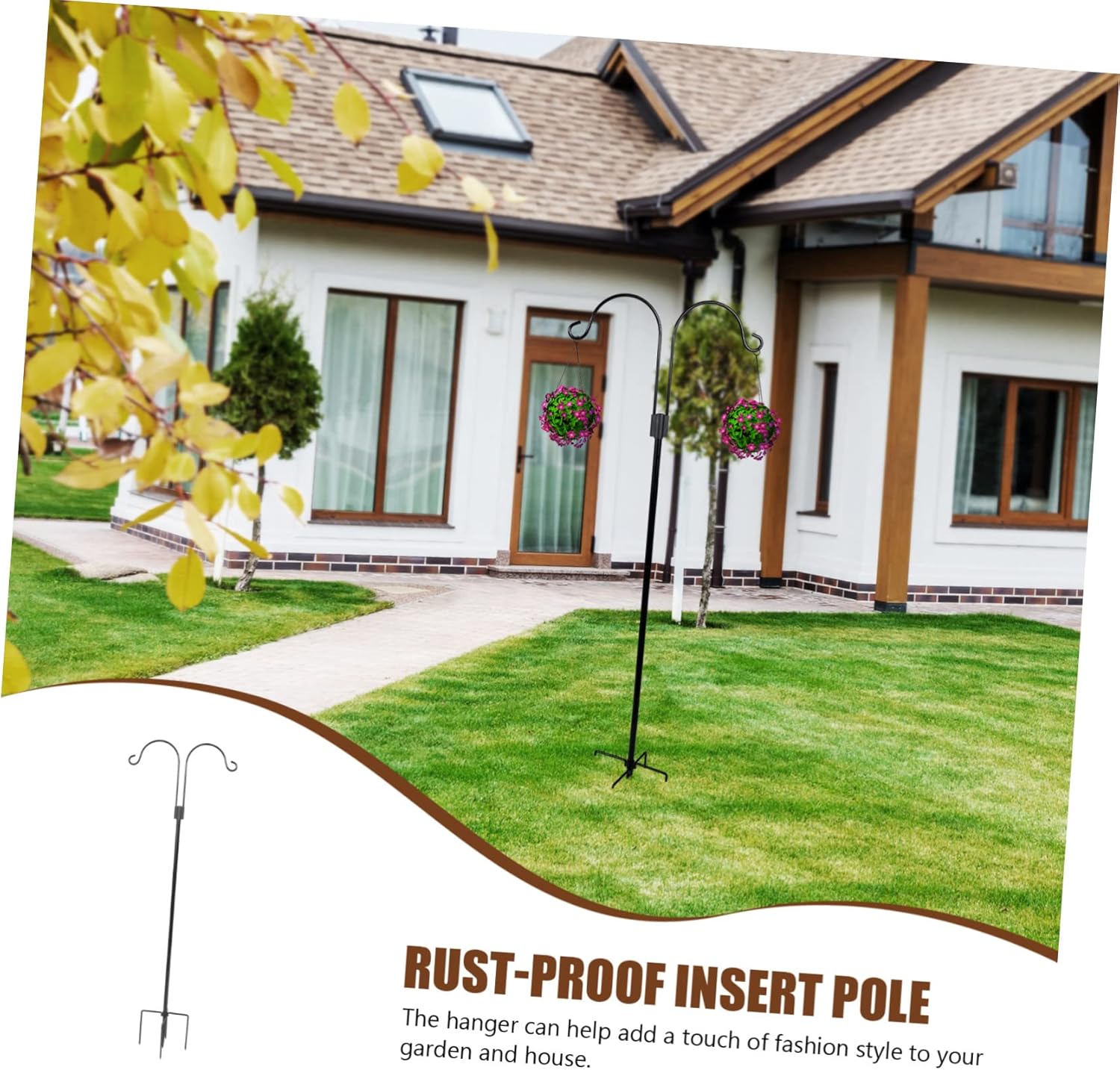 VANZACK Shepherd Hook Ornament Garden Pole Rust Iron Easy Install for Courtyard