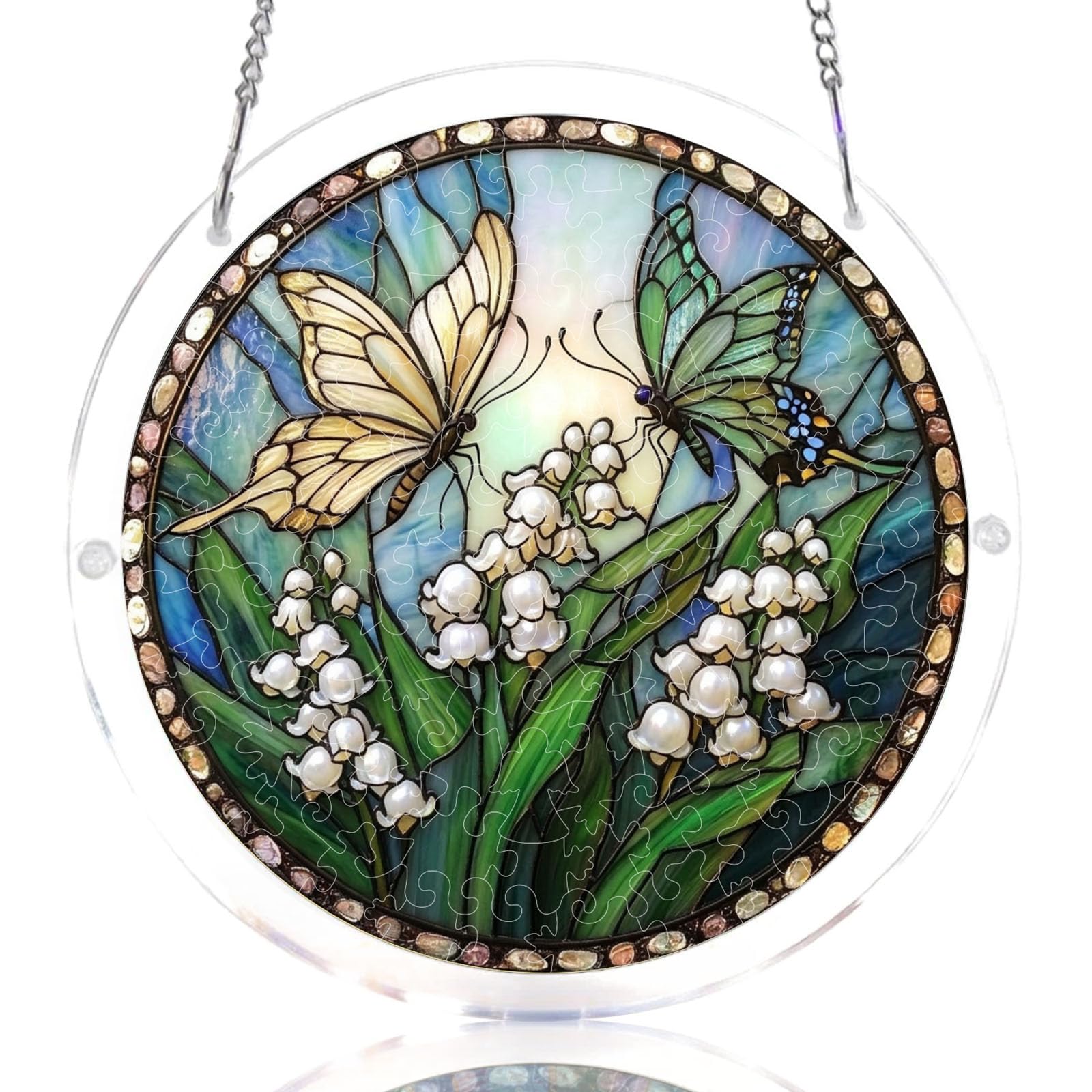 WOODBESTS Acrylic Suncatcher Puzzles, Suncatcher for Doors Garden Window Hanging, Flowers and Hummingbird Puzzle, Birthday for Lover (L - 8.9 * 8.9in) — image 1