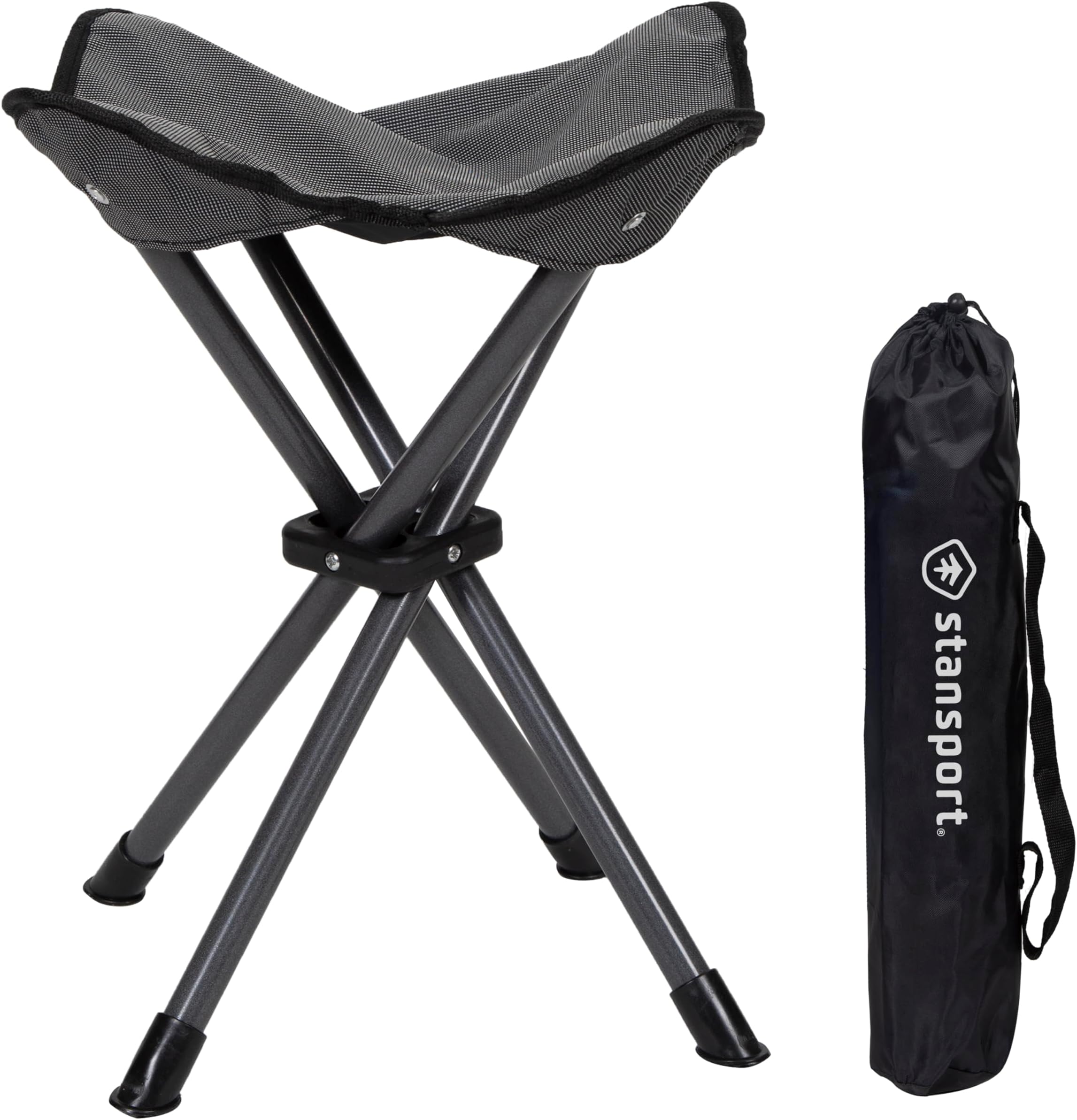 Stansport Apex Fold-Up Stool (G-140) - Black/Grey, Portable and Lightweight Stool for Camping, Fishing, Hiking, Backpacking and More - 300 lbs weight capacity