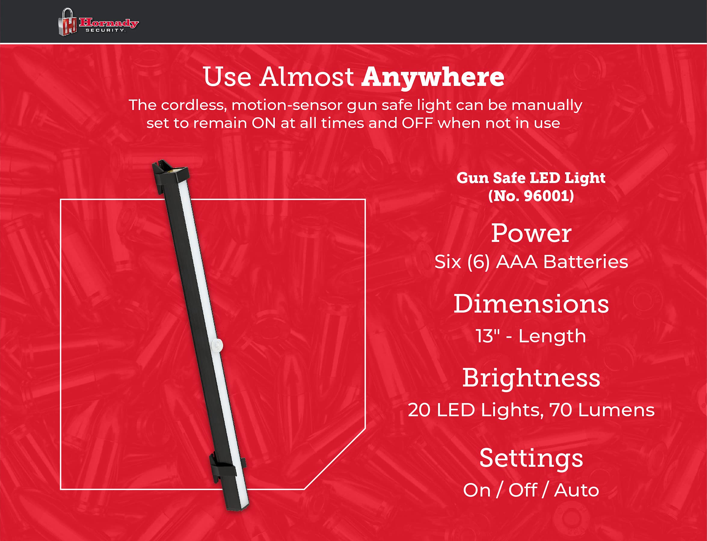 Hornady LED Gun Safe Lights, 70 Lumens This Motion Sensor Cordless