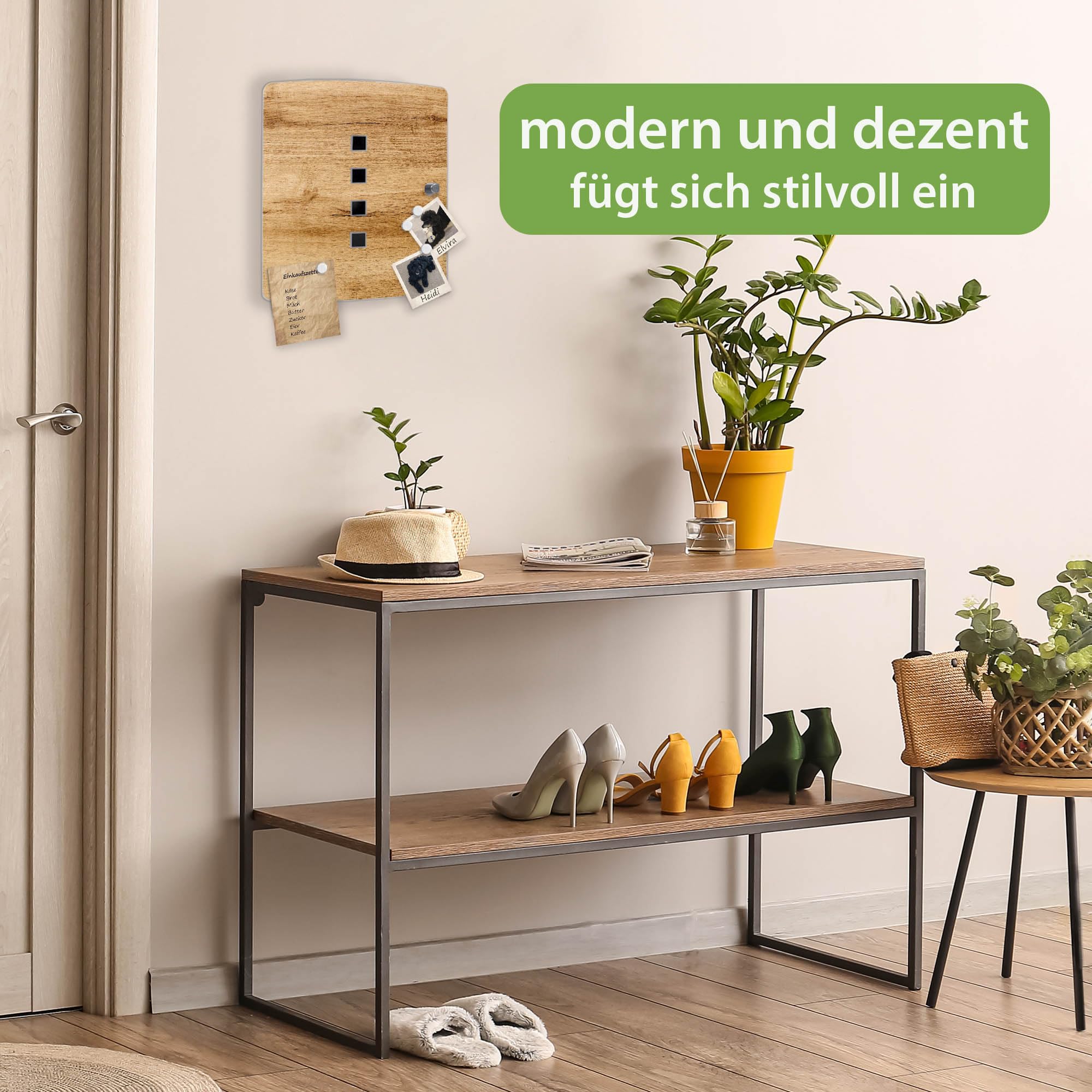 banjado Design Schlüsselkasten aus Edelstahl für 10 Schlüssel - Schlüsselschrank zur Schlüssel Aufbewahrung 24 x 21,5 x 7cm groß mit praktischem Magnetverschluss - Motiv Holzfurnier