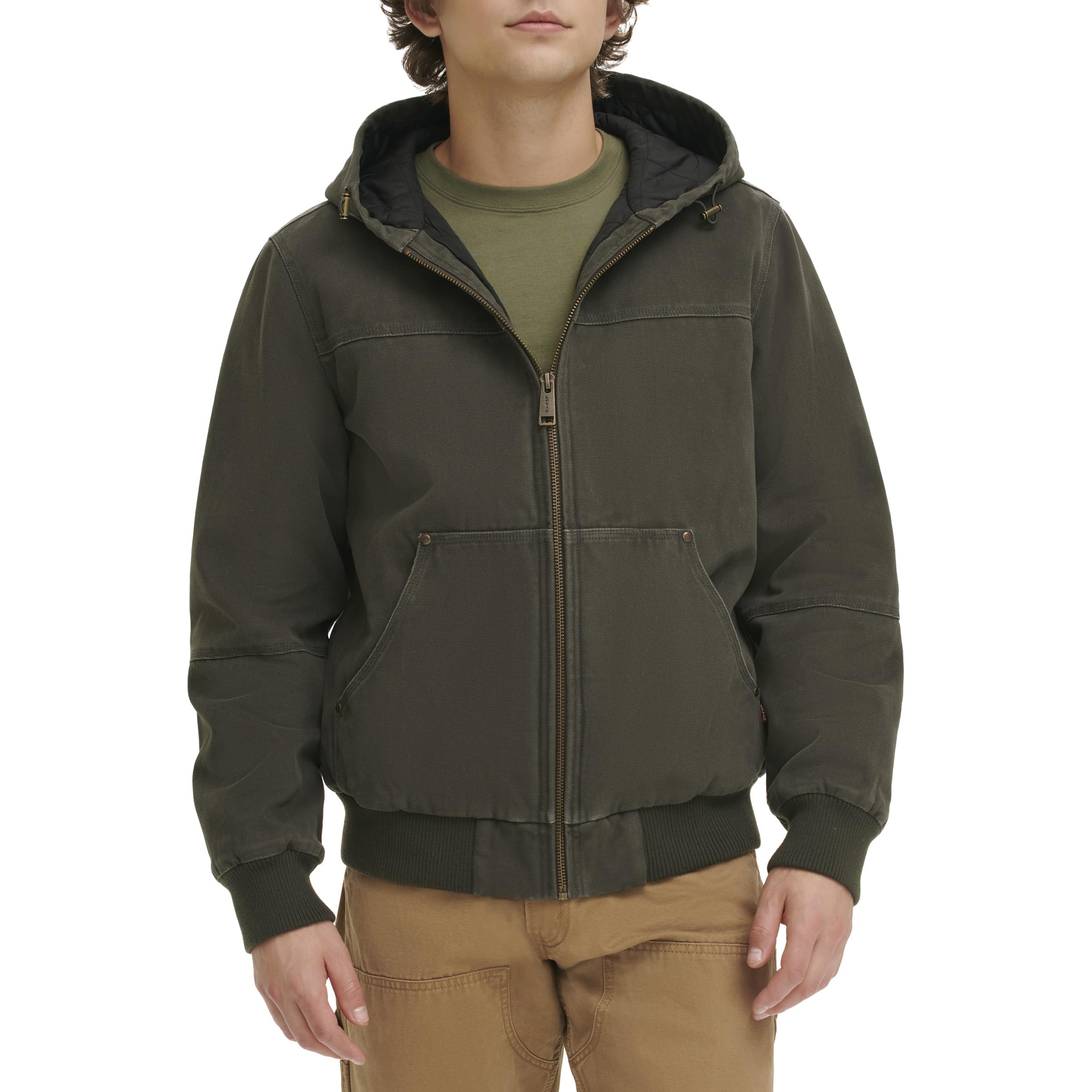 Men's Workwear Cotton Canvas Hooded Bomber Jacket