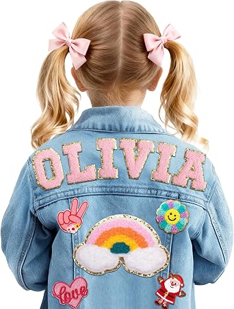 Personalized Kids Denim Jacket with Names, Custom Jeans Jacket, Girl Boy Denim Jacket, 1-10 Years Old Boys Girls Clothes, Personalized Birthday Christmas Easter Gifts for Girls Boys